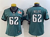 Women's Philadelphia Eagles #62 Jason Kelce Green 2025 Super Bowl LIX Patch Vapor Untouchable Limited Stitched Jersey(Run Small),baseball caps,new era cap wholesale,wholesale hats